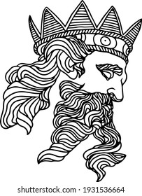 Poseidon Sculpture. Classical Sculpture. Vector Hand-drawn Illustration.