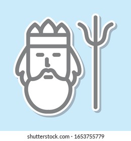 Poseidon sticker icon. Simple thin line, outline vector of mythology icons for ui and ux, website or mobile application