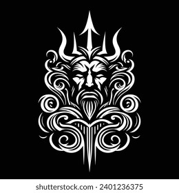 Poseidon tribal tattoo designs are inspired by the Greek god of the sea