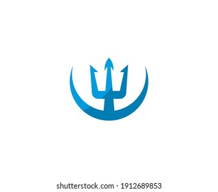Poseidon trident logo blue vector 