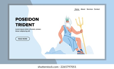 poseidon trident Vektor. Graue Neptune, antike Mythologie, Meergold, guter Speer, Waffenposeidon trident Web-Cartografik