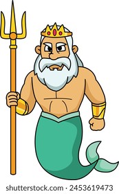 Poseidon with trident vector illustration