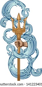 Poseidon trident weapon  symbol of power and water logo. Vector Illustration and isolated.