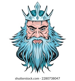 Poseidon. Vector Neptune Illustration. Greek God of the Sea