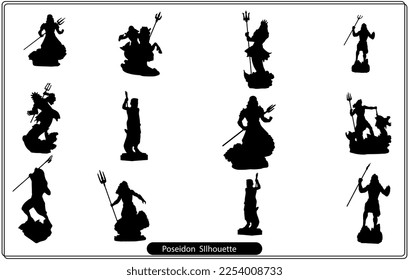 Poseidon vector silhouette bundle collection
