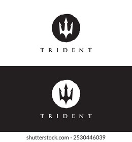 Poseidon's Trident sign in circle logo vector illustration