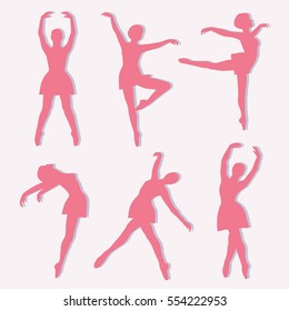 Poses Of Ballet: Hand Drawn Icons Set. Big Collection Of Decorative Objects. Colorful Illustration With Girls Dancing. Collection Of Dance Steps