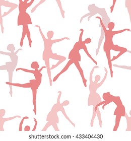 Poses ballet: hand drawn seamless pattern vector. Big collection sketch objects. Colorful illustration with isolated element. Dance show