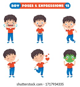 Poses And Expressions Of A Funny Boy