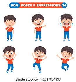 Poses And Expressions Of A Funny Boy