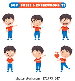 Poses And Expressions Of A Funny Boy