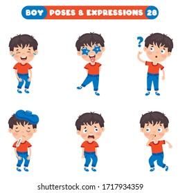Poses And Expressions Of A Funny Boy