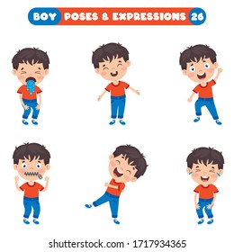 Poses And Expressions Of A Funny Boy