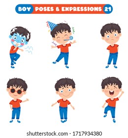 Poses And Expressions Of A Funny Boy