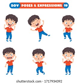 Poses And Expressions Of A Funny Boy