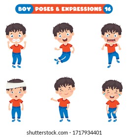 Poses And Expressions Of A Funny Boy