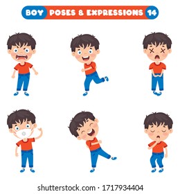 Poses Y Expresiones De Un Niño Divertido