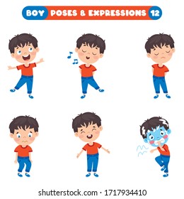 Poses And Expressions Of A Funny Boy Poses And Expressions Of A Funny Boy