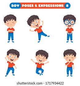 Poses And Expressions Of A Funny Boy