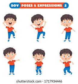 Poses And Expressions Of A Funny Boy