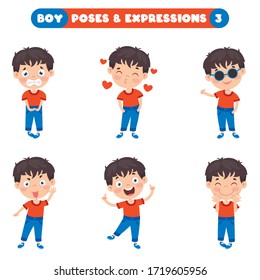 Poses And Expressions Of A Funny Boy