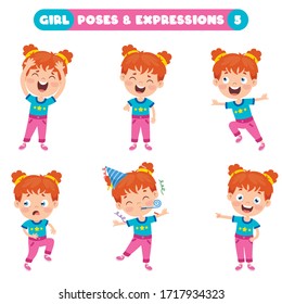 Poses And Expressions Of A Funny Girl