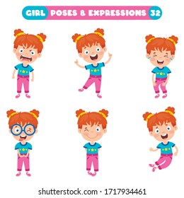 Poses And Expressions Of A Funny Girl