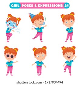 Poses And Expressions Of A Funny Girl