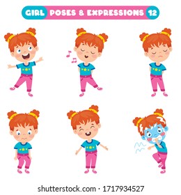 Poses And Expressions Of A Funny Girl