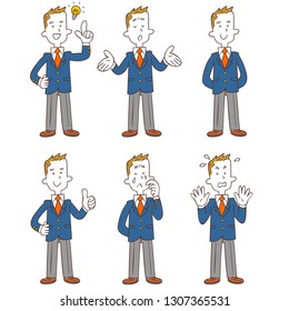 Poses and gestures of male student in uniforms, Full body