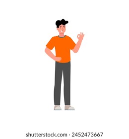 poses de personas en ropa naranja con diversas expresiones jóvenes