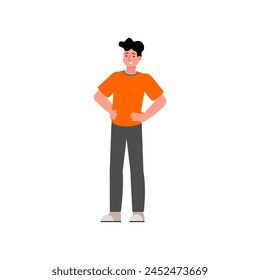 poses of people in orange clothes with various expressions young