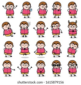 Poses of Young Fat Boy Character - Set of Concepts Vector illustrations