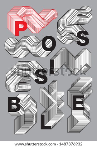 posible, layered alphabet, vector illustration