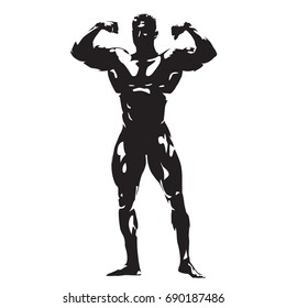 Posing bodybuilder, abstract vector silhouette