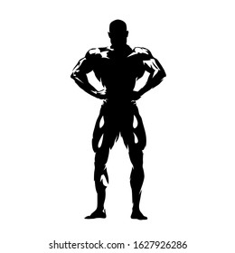 Posing Bodybuilder, Isolated Vector Silhouette, Ink Drawing