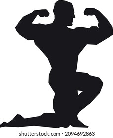 Posing Bodybuilder, Silhouette. Vektorgrafik