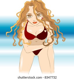 posing girl at the beach