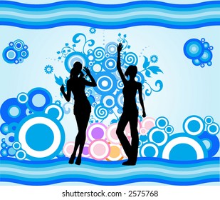 Posing Girls - Vector Silhouette Illustration