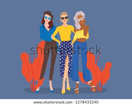Posing Model Character Women Lady Fashion with Yellow Blue Clothes and sunglasses casual skirt or pants comfy daily fit comfortable outfit