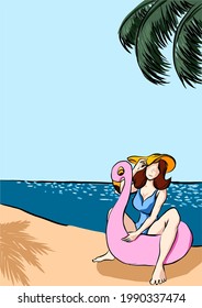 posando bajo el calor del sol de verano