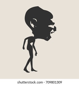 Posing zombie silhouette with abnormally enlarged head. Halloween theme background