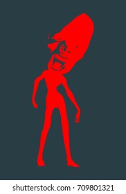 Posing zombie silhouette with abnormally enlarged head. Halloween theme background