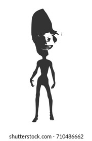 Posing zombie silhouette with abnormally enlarged head. Halloween theme background