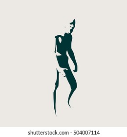 Posing zombie silhouette. Halloween theme background
