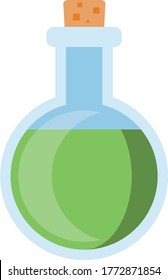 Posion Potion of Venom (Light Green, in Glass Bottle with Cork) for Video Games, Animation, Dungeons, Dragons, Tabletop RPG (Transparent Background) Acid
