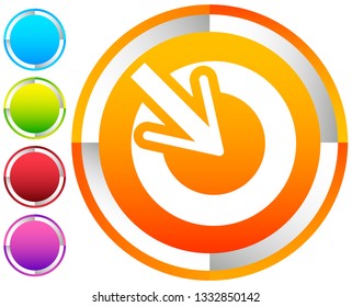 Position, accuracy, alignment concept icon, Cursor points inside a circle