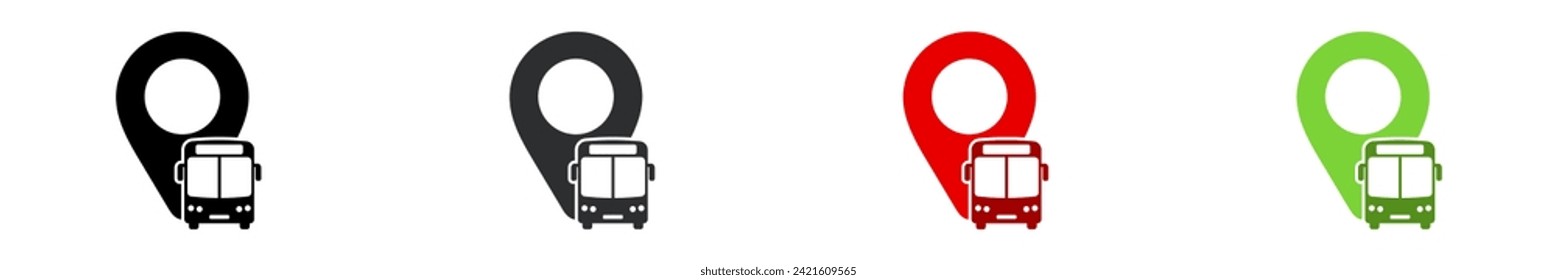 Position bus icon. Simple marker transport symbol. Isolated graphic illustration point vehicle. Location autobus icons in vector design style