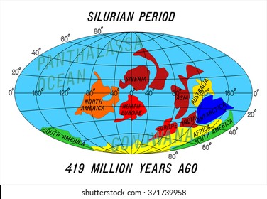 Position Continents. Silurian Period