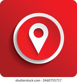 Position and destination marker in red and white design. EPS vector file.